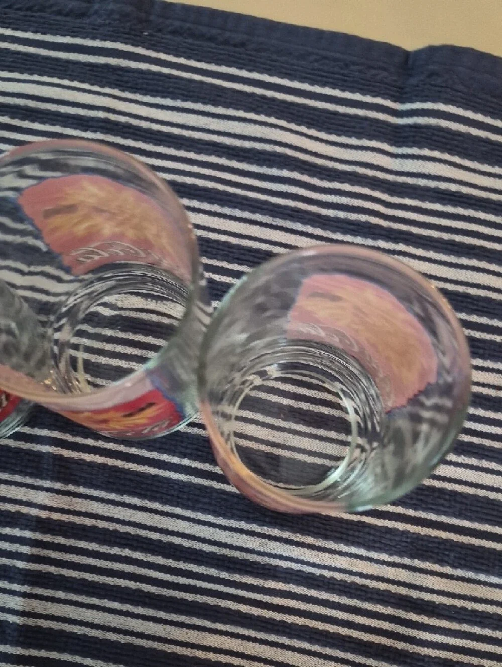 Vintage Set Of 4 Coca-Cola Red & Yellow‎ Sunburst Logo Drinking Glasses